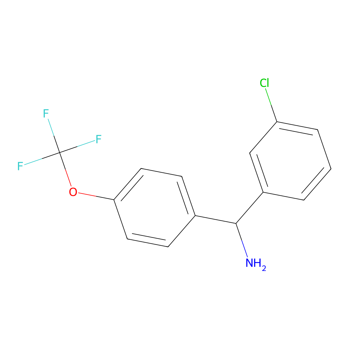 (3-Chlorophenyl)[4-(trifluoromethoxy)phenyl]methanamine molecular structure, CAS 1708573-73-2