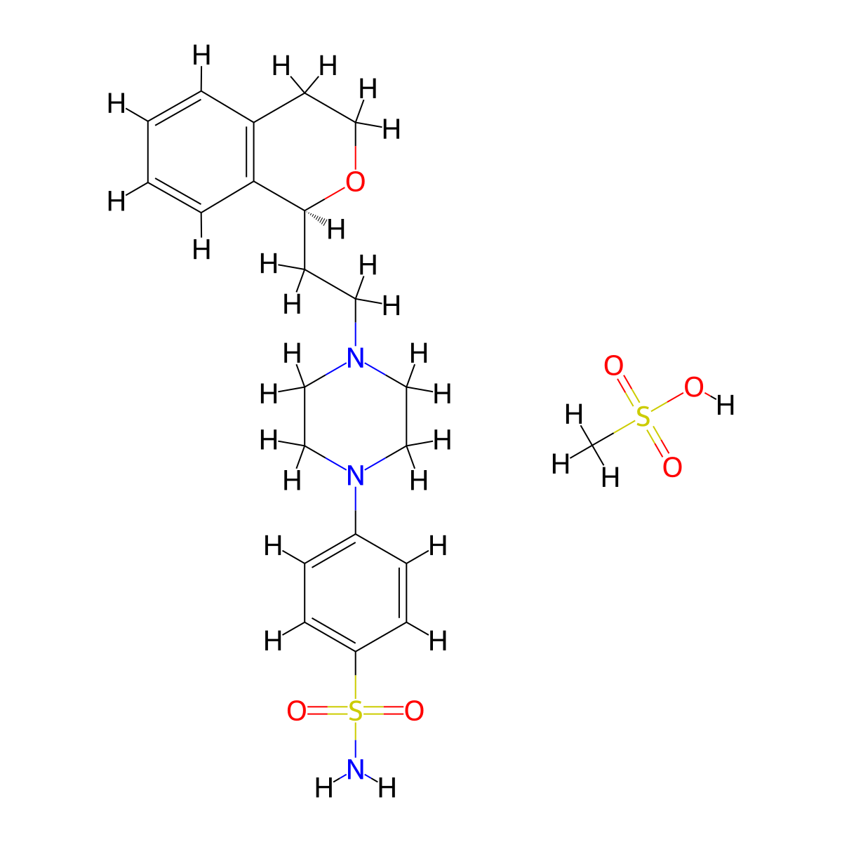 Sonepiprazole Mesylate molecular structure, CAS 170858-34-1