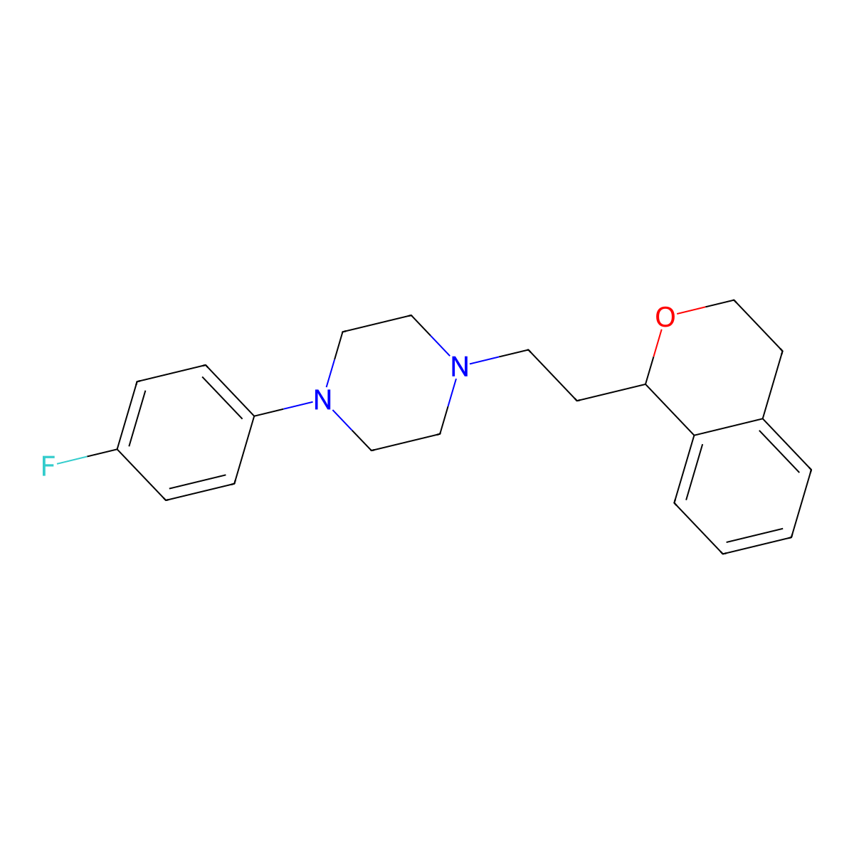 1-[2-(3,4-dihydro-1H-2-benzopyran-1-yl)ethyl]-4-(4-fluorophenyl)piperazine molecular structure, CAS 170858-36-3