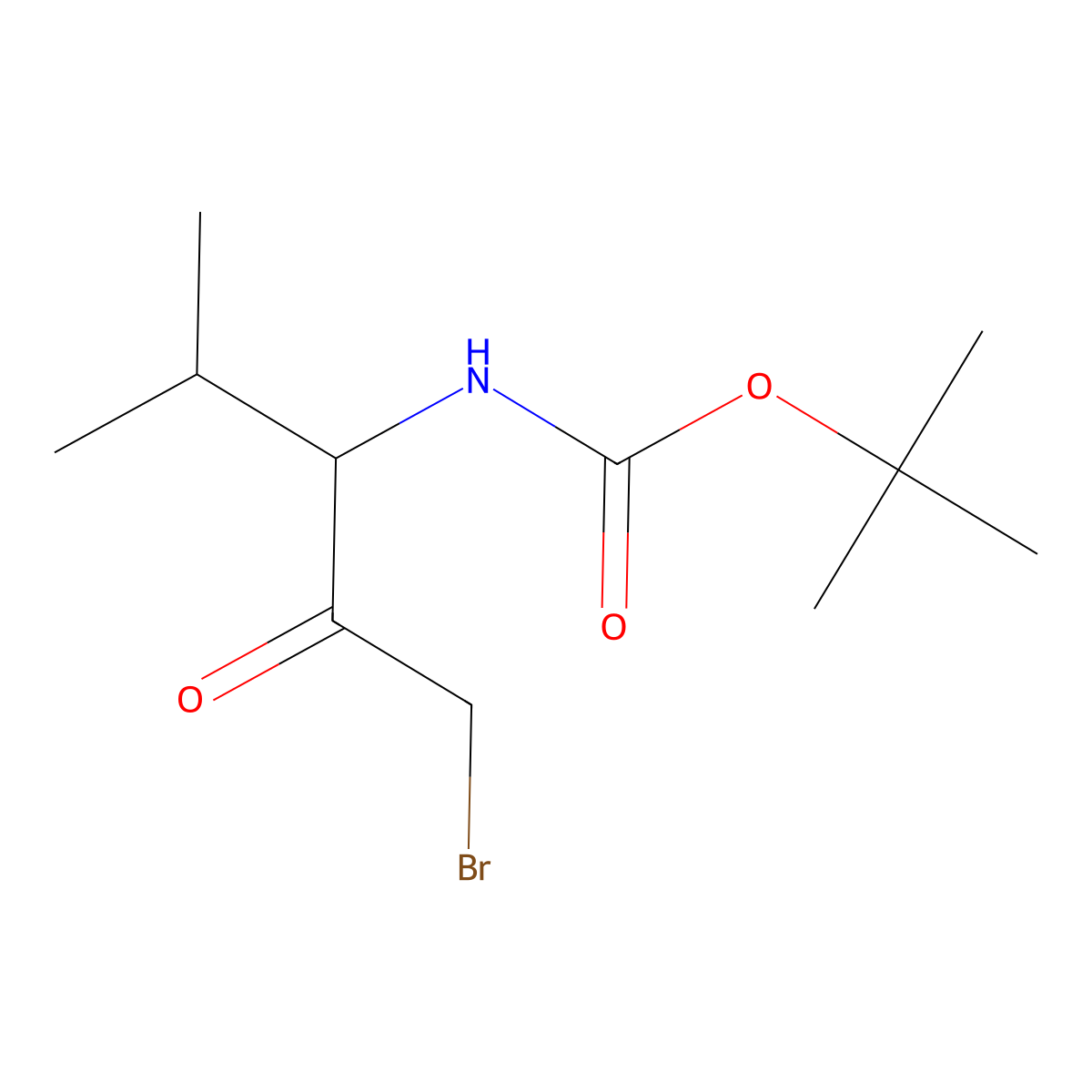 tert-butyl N-[(3S)-1-bromo-4-methyl-2-oxopentan-3-yl]carbamate molecular structure, CAS 170876-68-3