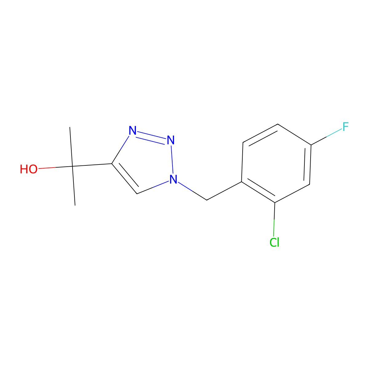 2-{1-[(2-chloro-4-fluorophenyl)methyl]-1H-1,2,3-triazol-4-yl}propan-2-ol molecular structure, CAS 1708765-78-9