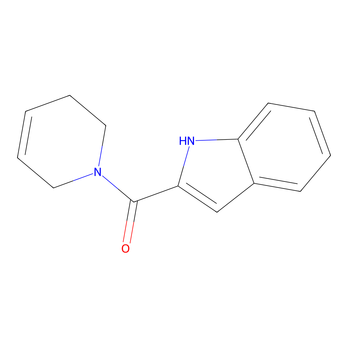 2-(1,2,3,6-tetrahydropyridine-1-carbonyl)-1H-indole molecular structure, CAS 1708788-82-2