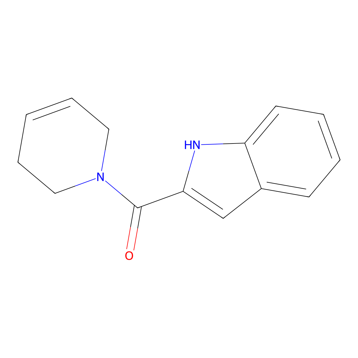 2-(1,2,3,6-tetrahydropyridine-1-carbonyl)-1H-indole molecular structure, CAS 1708788-82-2