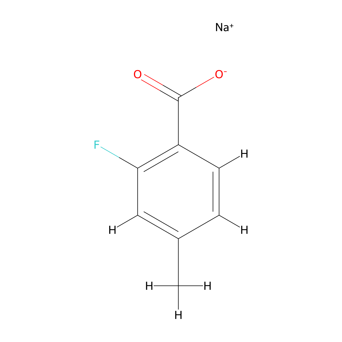 Sodium 2-fluoro-4-methylbenzoate molecular structure, CAS 1708942-19-1