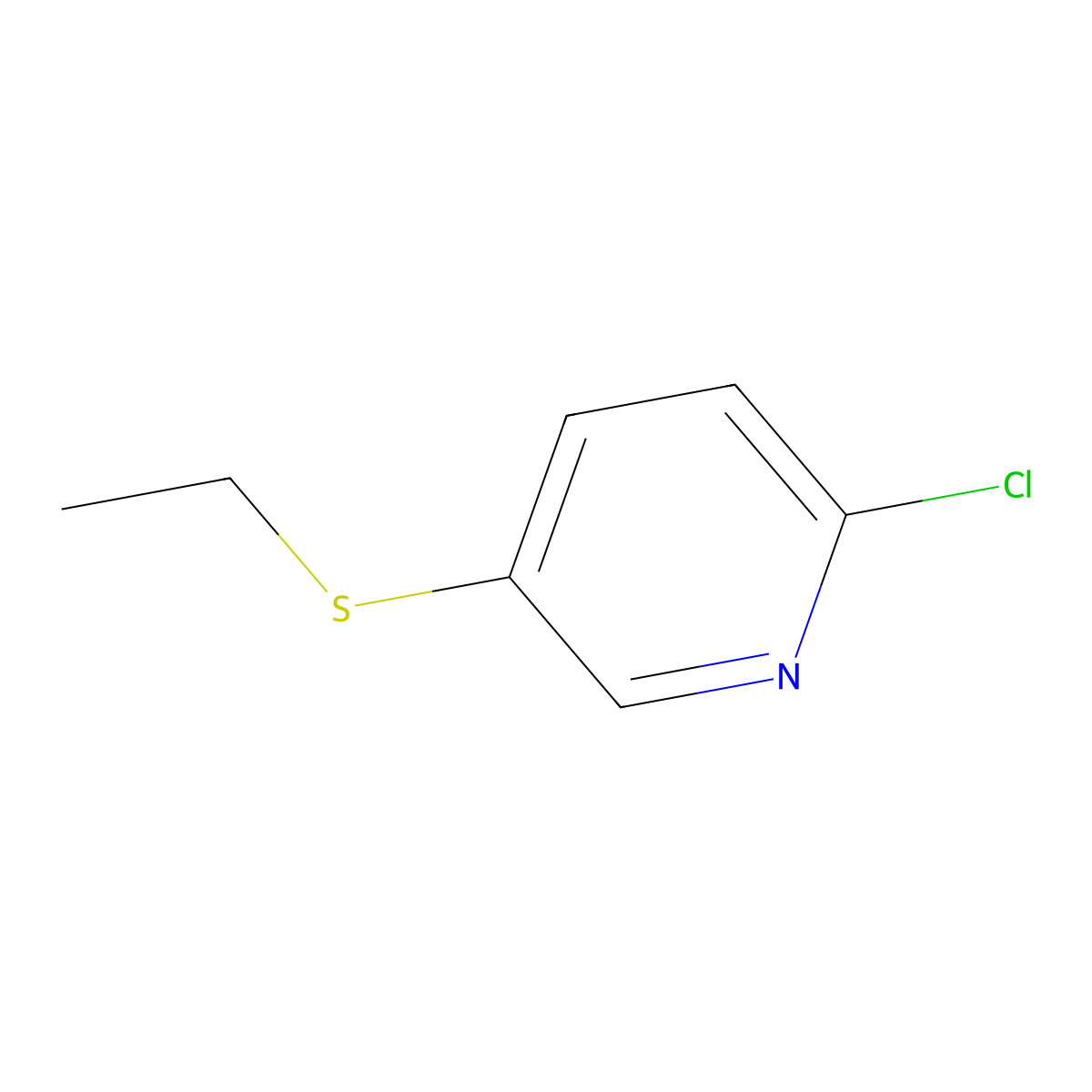 2-Chloro-5-(ethylsulfanyl)pyridine molecular structure, CAS 1708958-88-6