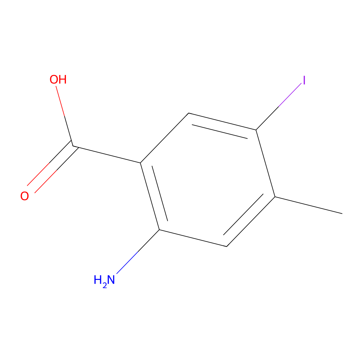 2-Amino-5-iodo-4-methyl-benzoic acid molecular structure, CAS 1708958-92-2