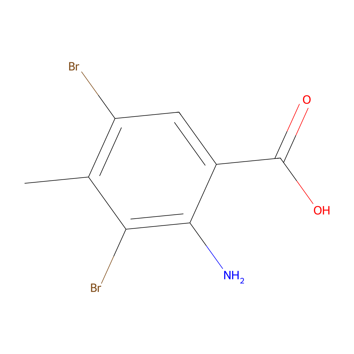 2-Amino-3,5-dibromo-4-methyl-benzoic acid molecular structure, CAS 1708958-97-7