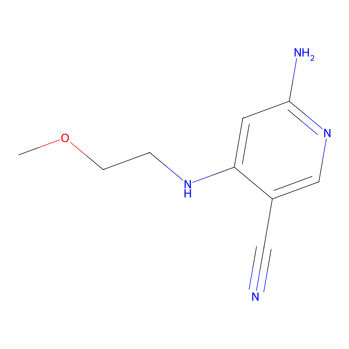 6-Amino-4-(2-methoxyethylamino)pyridine-3-carbonitrile molecular structure, CAS 1708975-10-3