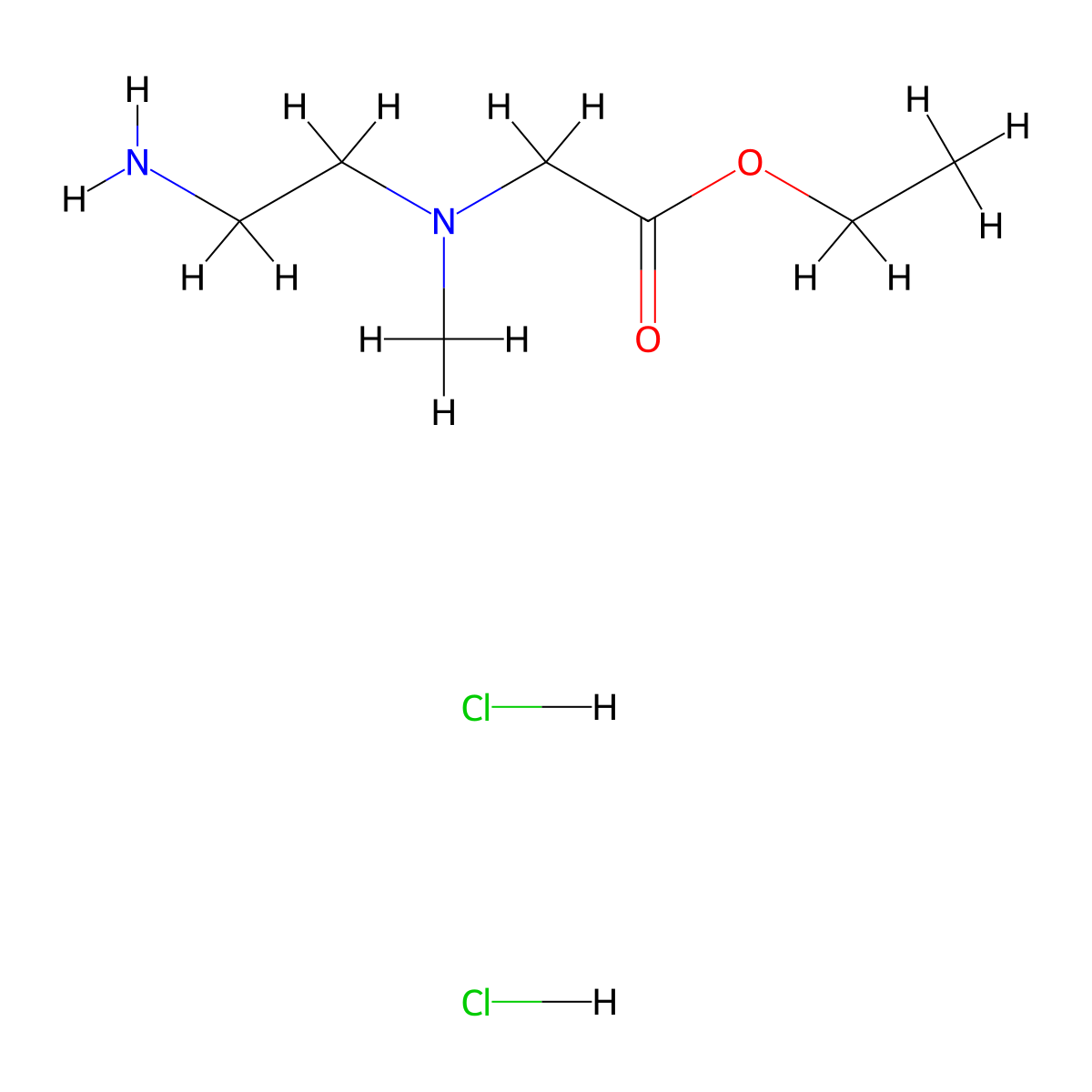 Ethyl 2-[2-aminoethyl(methyl)amino]acetate;dihydrochloride molecular structure, CAS 1708975-40-9
