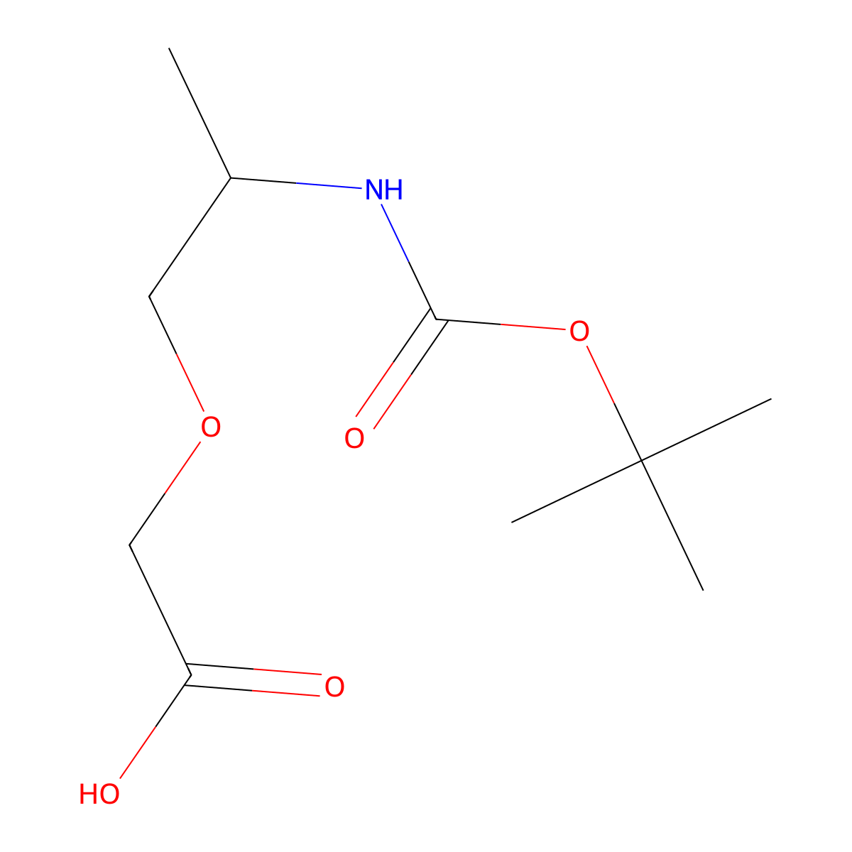 N-Boc-(S)-2-(2-aminopropoxy)acetic Acid molecular structure, CAS 1708975-93-2