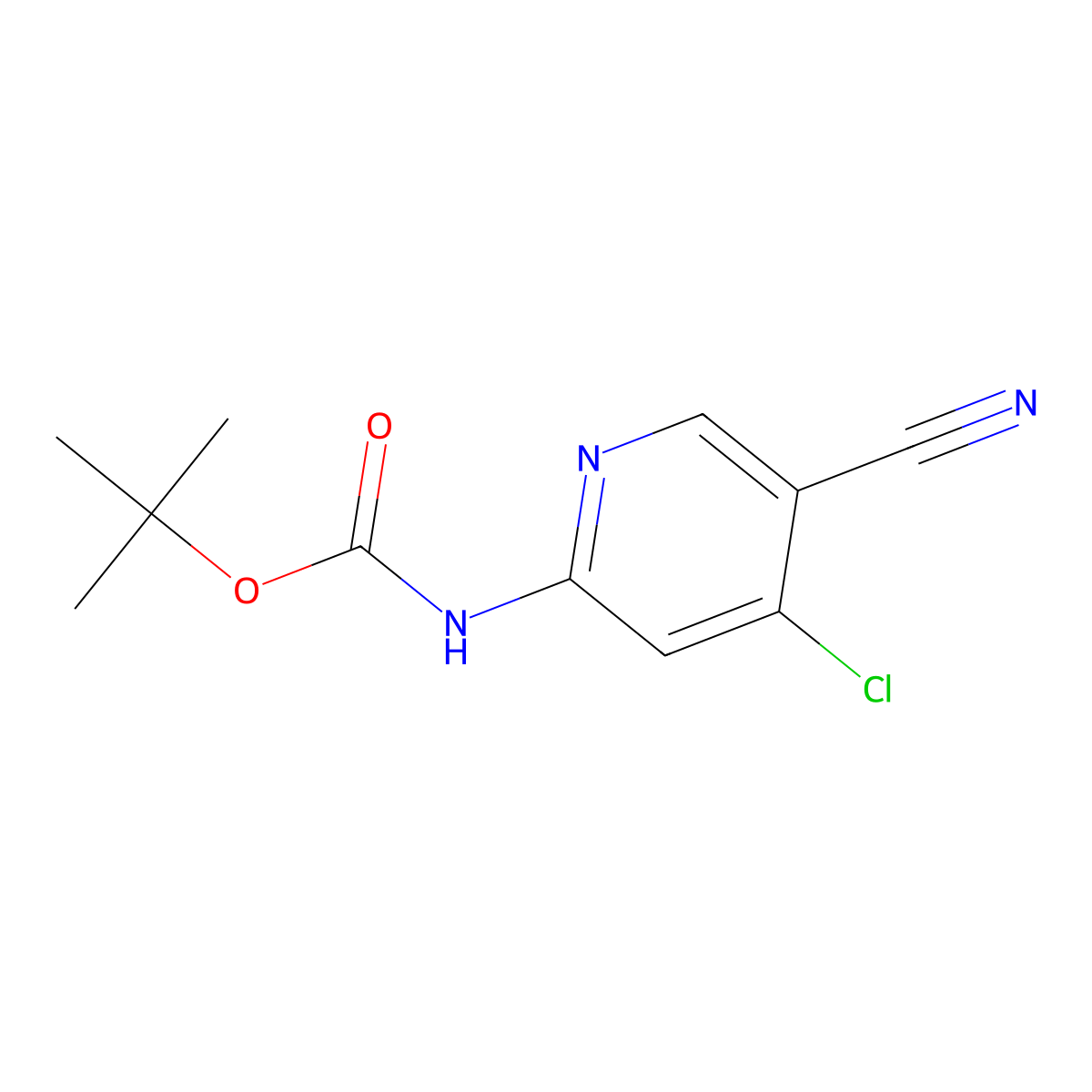 tert-butyl N-(4-chloro-5-cyanopyridin-2-yl)carbamate molecular structure, CAS 1708976-70-8
