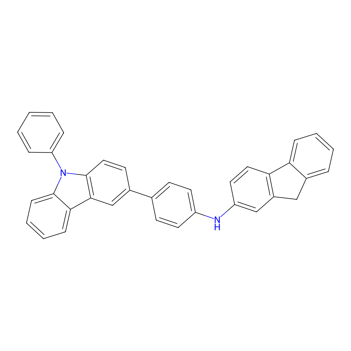 N-(4-(9-Phenyl-9H-carbazol-3-yl)phenyl)-9H-fluoren-2-amine molecular structure, CAS 1708984-09-1