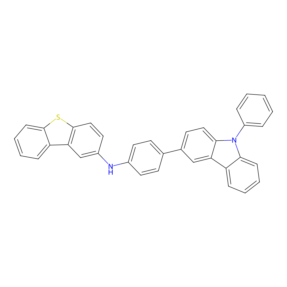 N-(4-(9-Phenyl-9H-carbazol-3-yl)phenyl)dibenzo[b,d]thiophen-2-amine molecular structure, CAS 1708984-11-5