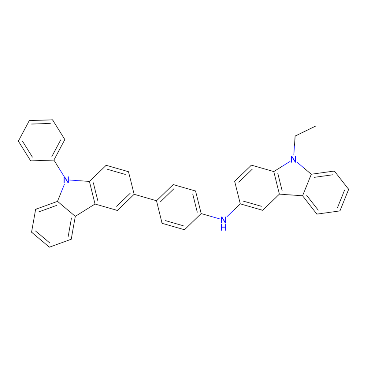 9-Ethyl-N-(4-(9-phenyl-9H-carbazol-3-yl)phenyl)-9H-carbazol-3-amine molecular structure, CAS 1708984-12-6