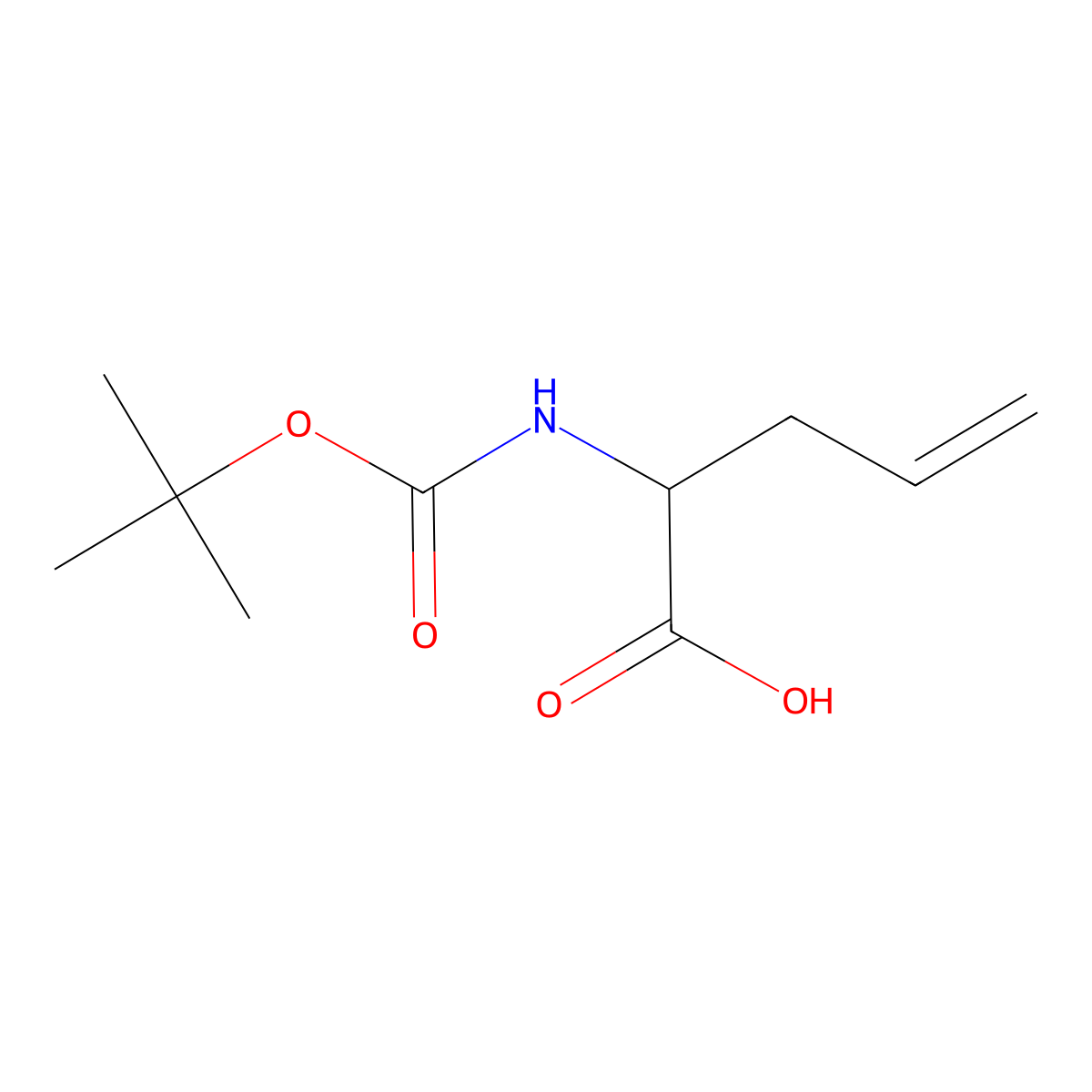 (2R)-2-(((tert-butoxy)carbonyl)amino)pent-4-enoic acid molecular structure, CAS 170899-08-8