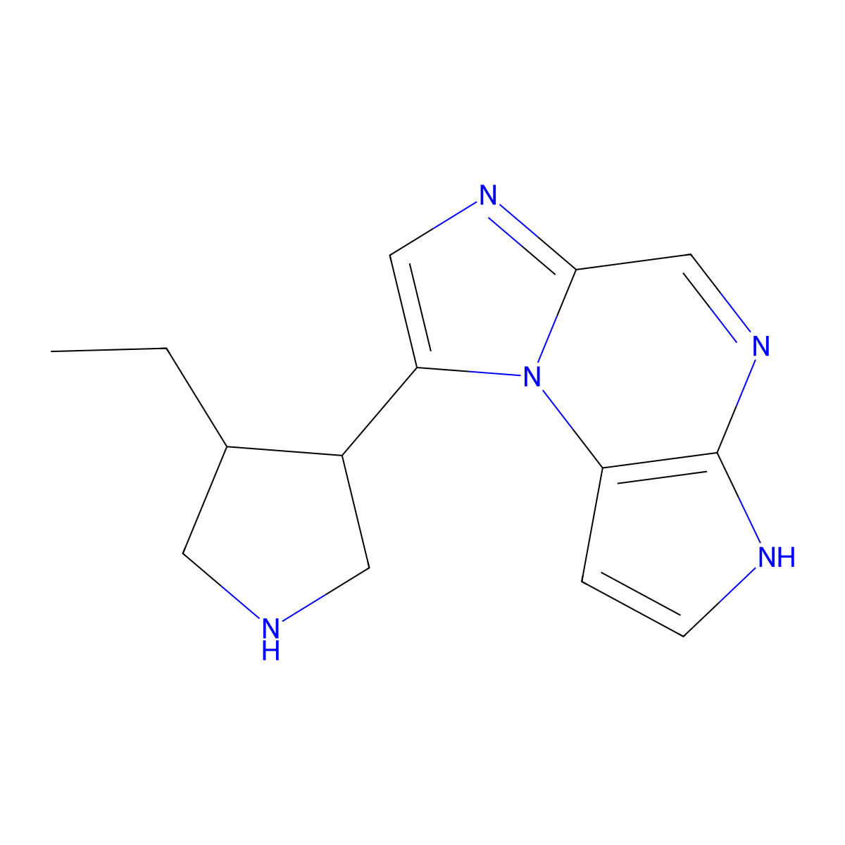8-((3R,4S)-4-ethylpyrrolidin-3-yl)-3H-imidazo(1,2-a)pyrrolo(2,3-e)pyrazine molecular structure, CAS 1708997-43-6