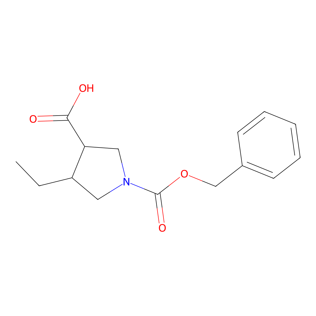 1-((Benzyloxy)carbonyl)-4-ethylpyrrolidine-3-carboxylic acid molecular structure, CAS 1708997-45-8
