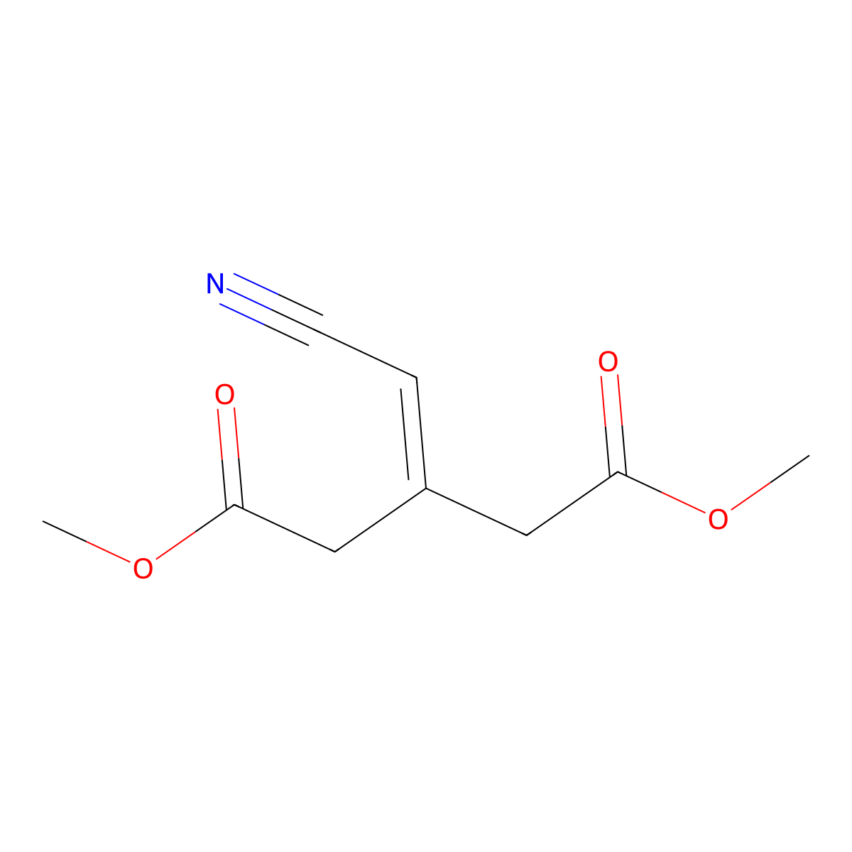 Dimethyl 3-(cyanomethylidene)pentanedioate molecular structure, CAS 1709-25-7