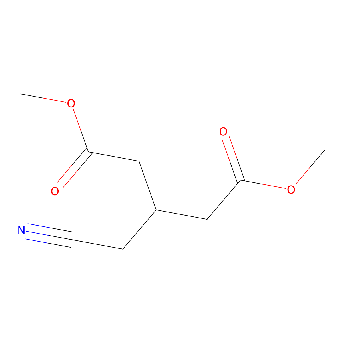 Dimethyl 3-(cyanomethyl)pentanedioate molecular structure, CAS 1709-26-8