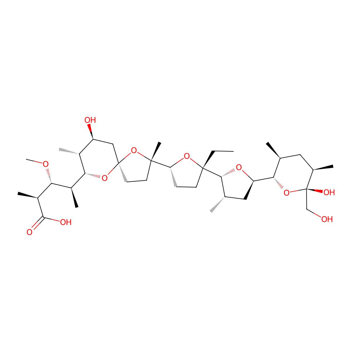 Monensin molecular structure, CAS 17090-79-8