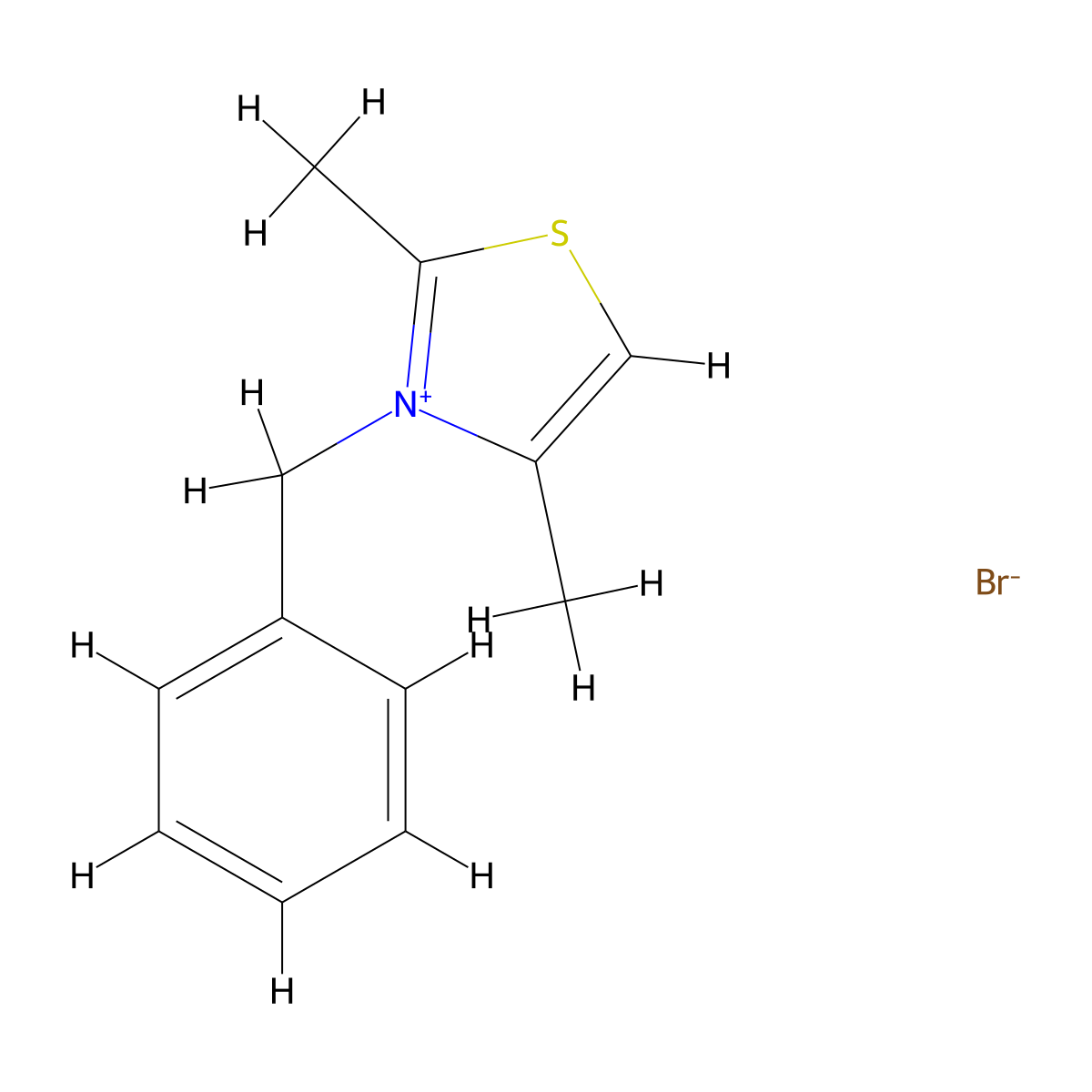 Thiazolium, 2,4-dimethyl-3-(phenylmethyl)-, bromide (1:1) molecular structure, CAS 17091-45-1