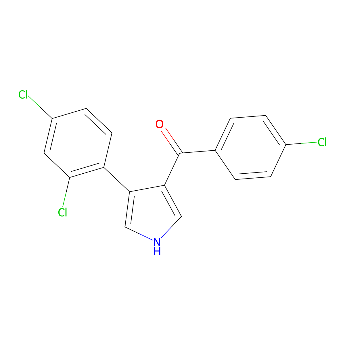 (4-Chlorophenyl)(4-(2,4-dichlorophenyl)-1H-pyrrol-3-yl)methanone molecular structure, CAS 170939-29-4