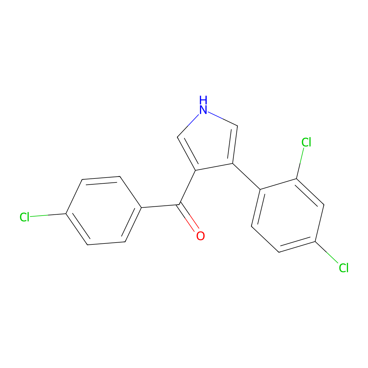 (4-Chlorophenyl)(4-(2,4-dichlorophenyl)-1H-pyrrol-3-yl)methanone molecular structure, CAS 170939-29-4