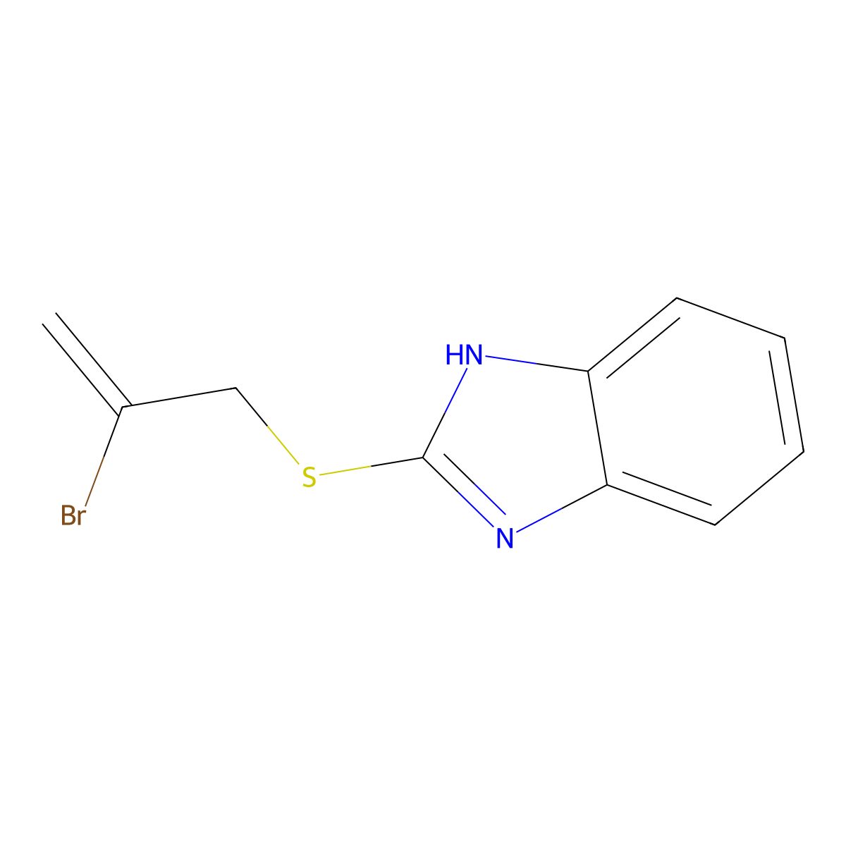 2-((2-Bromoallyl)thio)-1H-benzo[d]imidazole molecular structure, CAS 170942-53-7