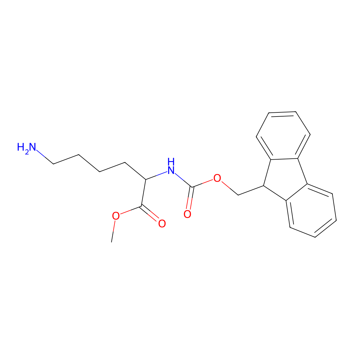 (S)-Methyl 2-((((9H-fluoren-9-yl)methoxy)carbonyl)amino)-6-aminohexanoate molecular structure, CAS 170943-16-5