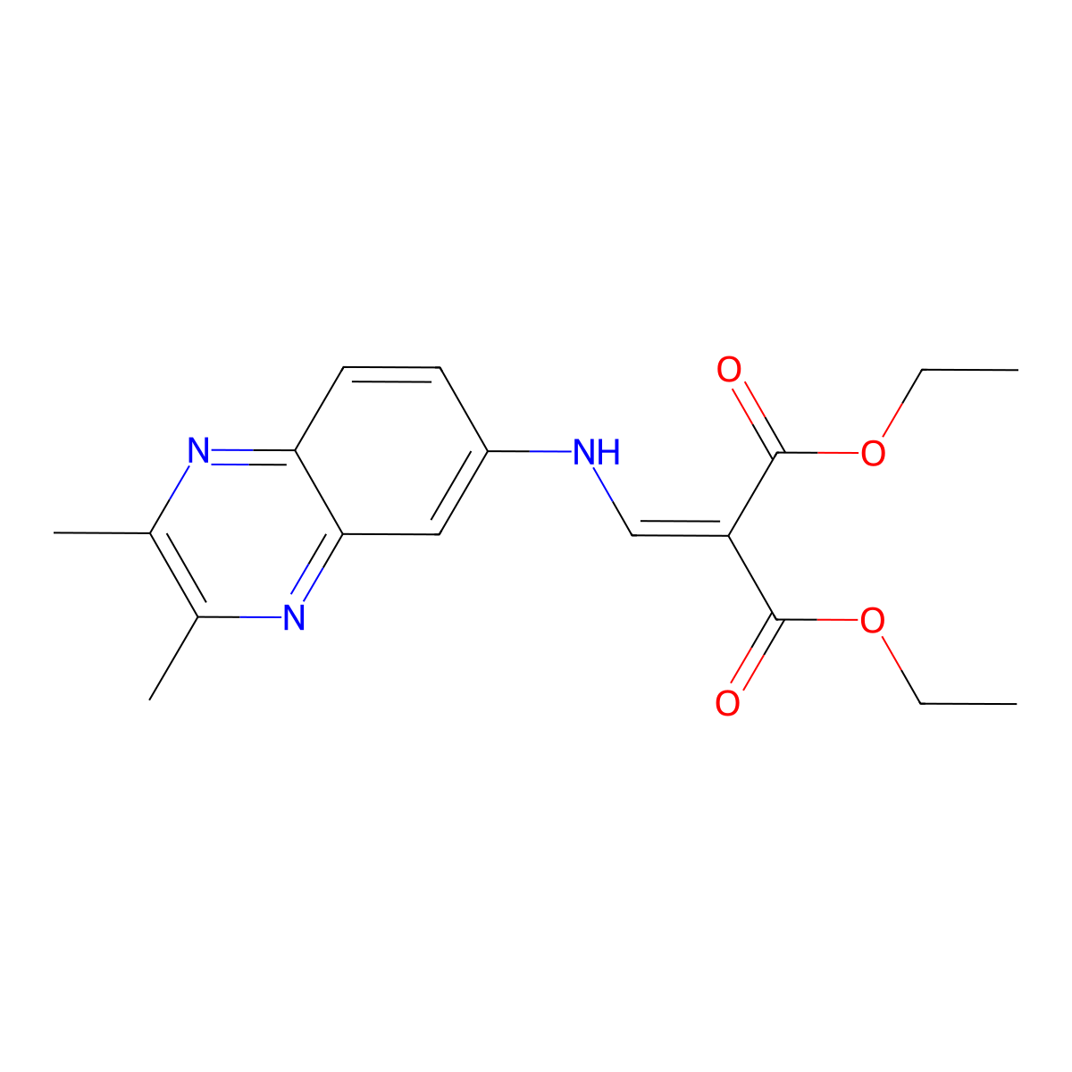 Diethyl 2-{[(2,3-dimethyl-6-quinoxalinyl)amino]methylene}malonate molecular structure, CAS 170948-50-2