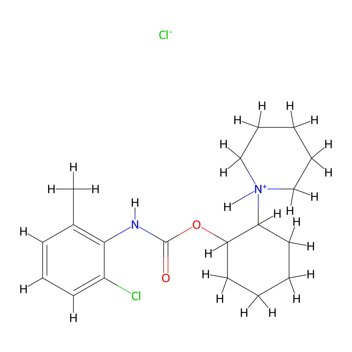 2-(Piperidin-1-yl)cyclohexyl hydrogen (2-chloro-6-methylphenyl)carbonimidate--hydrogen chloride (1/1) molecular structure, CAS 17095-85-1