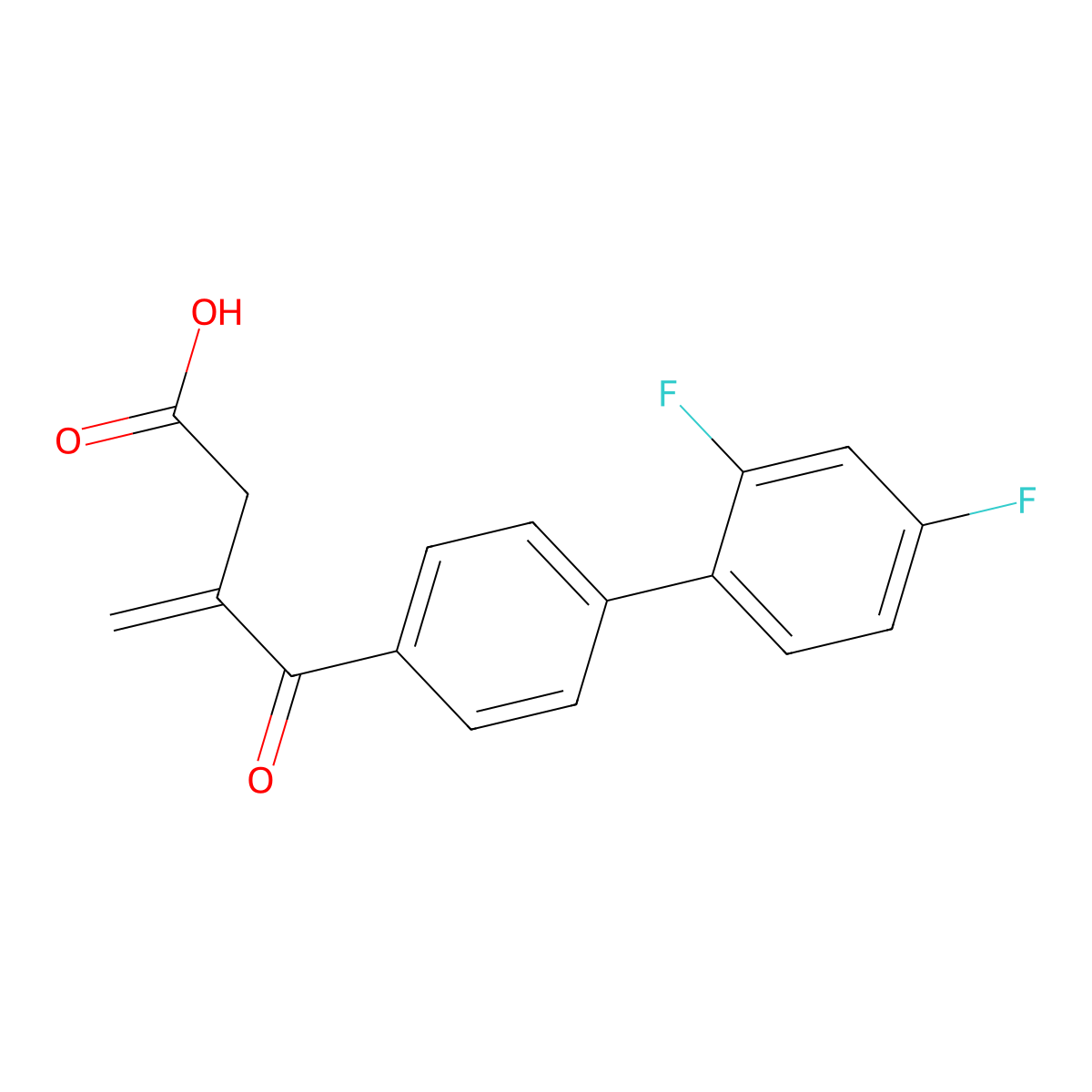 (1,1'-Biphenyl)-4-butanoic acid, 2',4'-difluoro-beta-methylene-gamma-oxo- molecular structure, CAS 170950-54-6