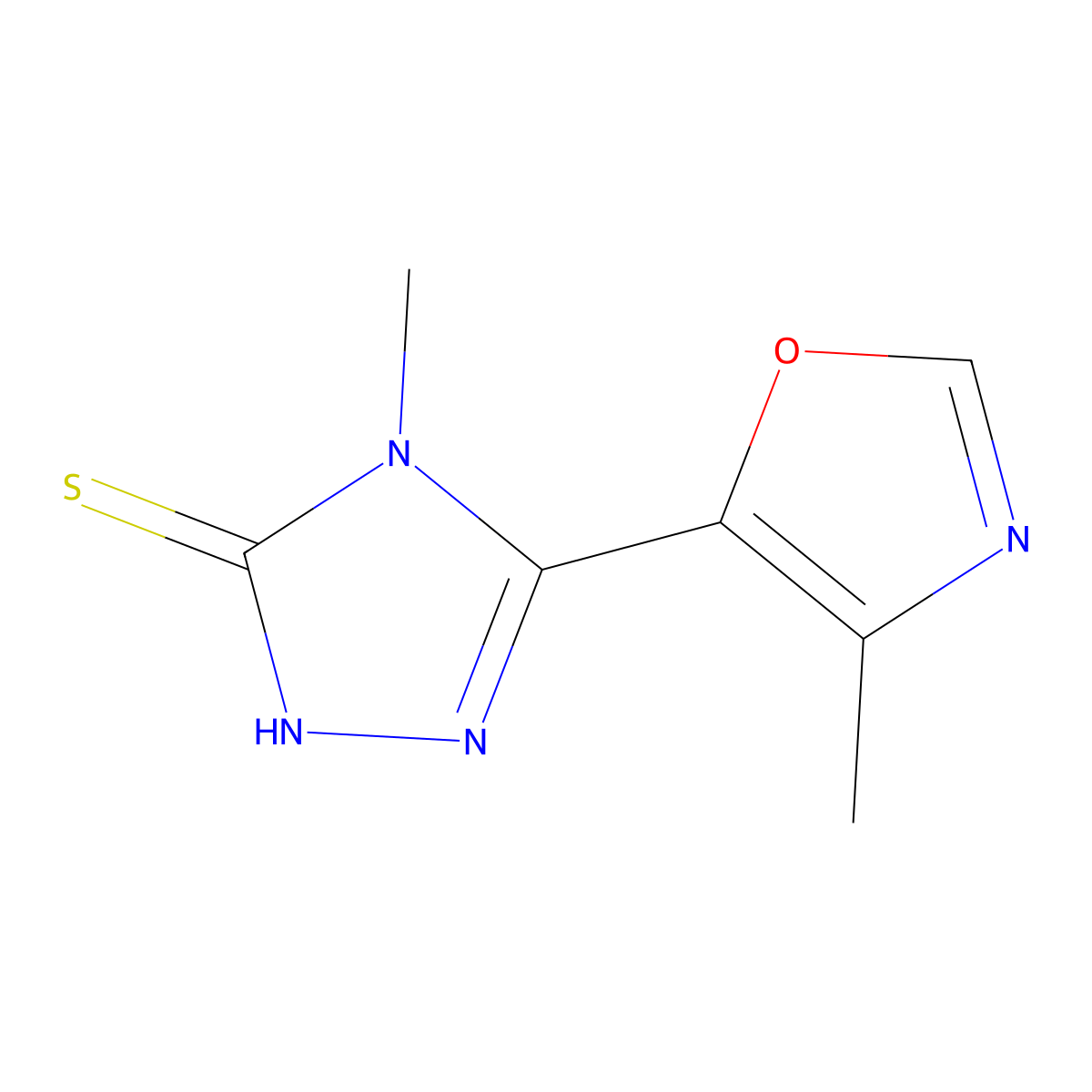 4-Methyl-3-(4-methyloxazol-5-yl)-1H-1,2,4-triazole-5(4H)-thione molecular structure, CAS 170959-40-7