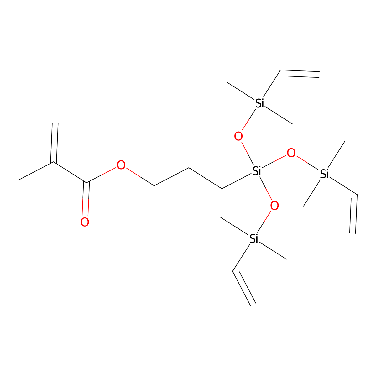 3-(3-((Dimethyl(vinyl)silyl)oxy)-1,1,5,5-tetramethyl-1,5-divinyltrisiloxan-3-yl)propyl methacrylate molecular structure, CAS 17096-10-5