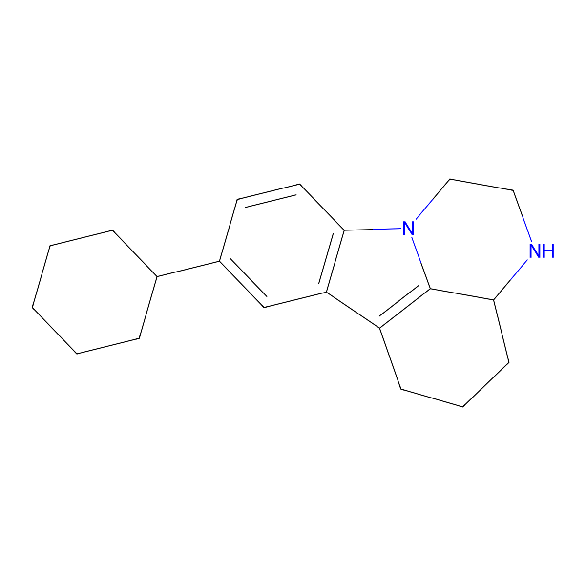 8-Cyclohexyl-2,3,3a,4,5,6-hexahydropyrazino[3,2,1-jk]carbazole molecular structure, CAS 170964-67-7
