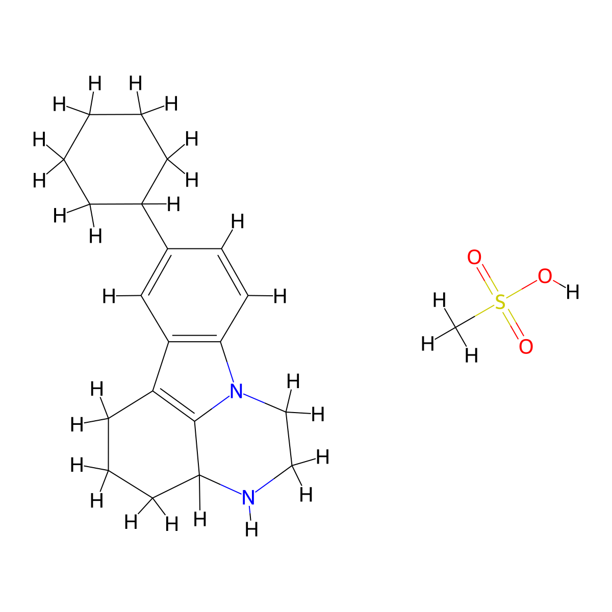 Tetrindole mesylate molecular structure, CAS 170964-68-8