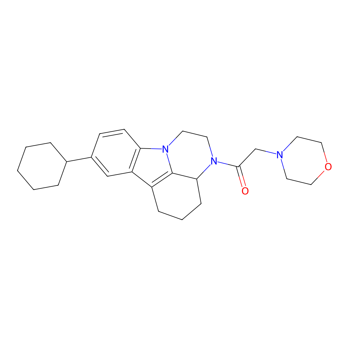 8-cyclohexyl-3-(4-morpholinylacetyl)-2,3,3a,4,5,6-hexahydro-1H-pyrazino[3,2,1-jk]carbazole molecular structure, CAS 170964-71-3