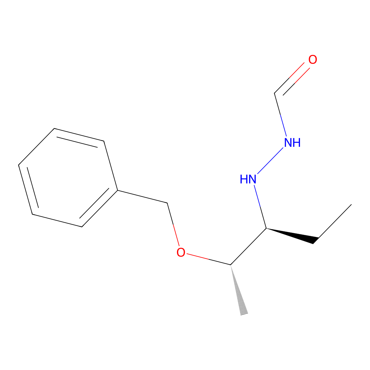 2-((1S,2S)-1-Ethyl-2-(phenylmethoxy)propyl)hydrazinecarboxaldehyde molecular structure, CAS 170985-85-0