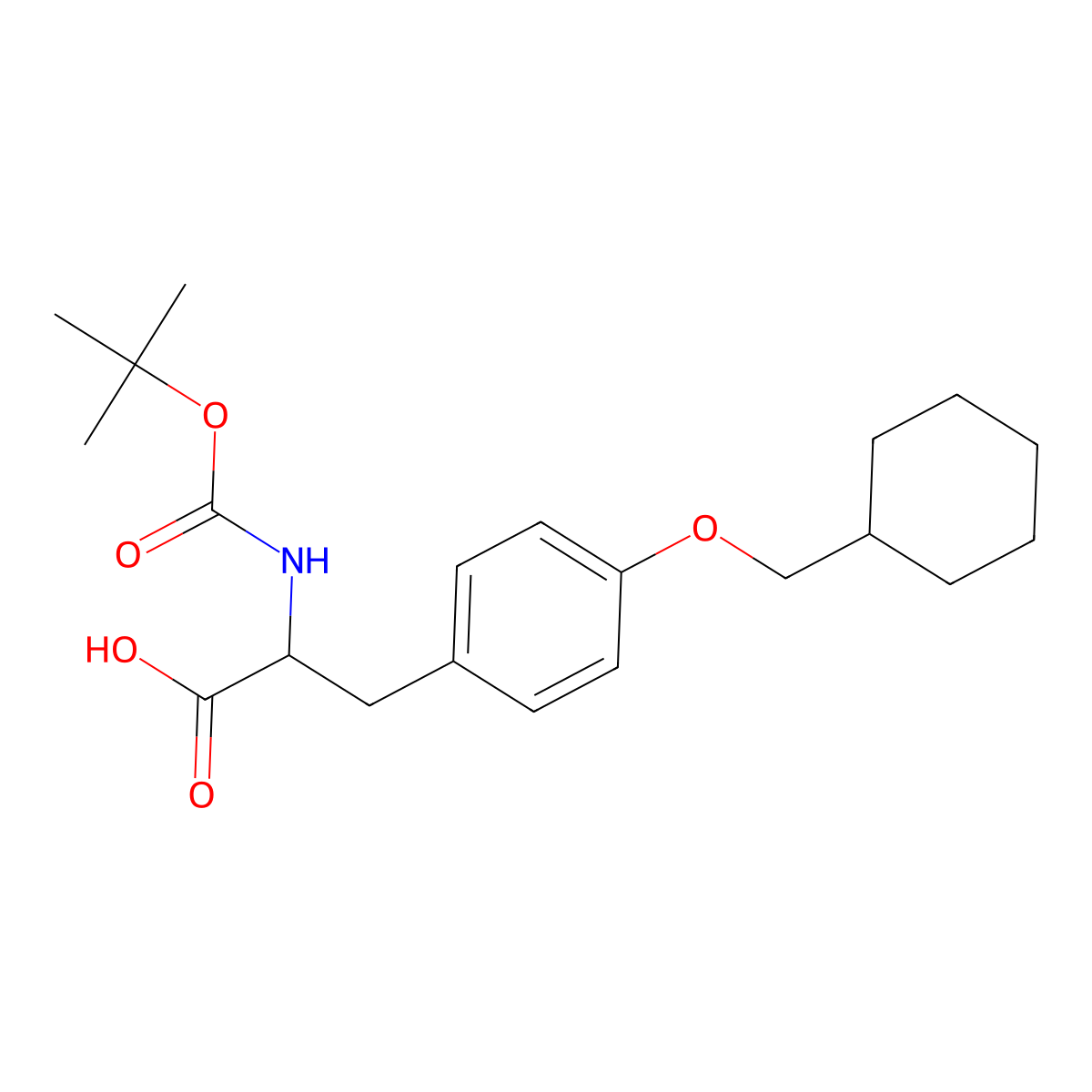 (S)-2-((Tert-butoxycarbonyl)amino)-3-(4-(cyclohexylmethoxy)phenyl)propanoic acid molecular structure, CAS 170987-48-1