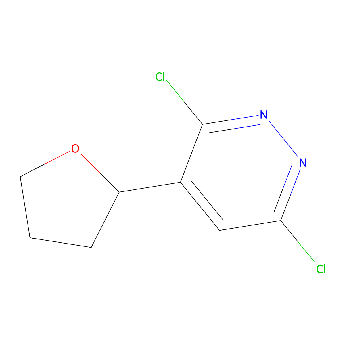 3,6-Dichloro-4-(oxolan-2-yl)pyridazine molecular structure, CAS 1709904-85-7