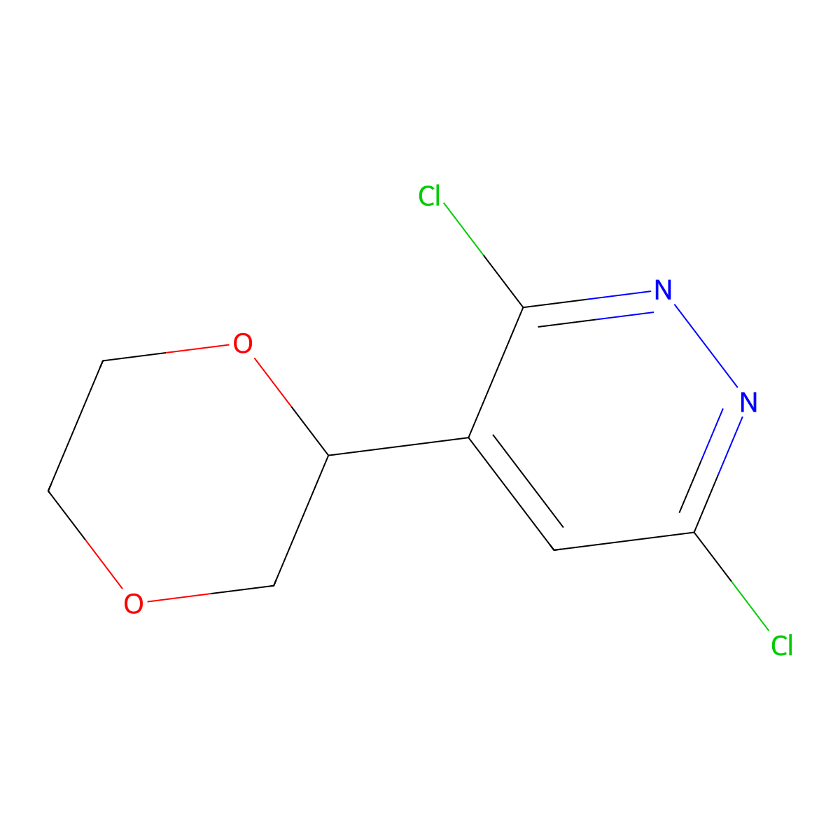3,6-Dichloro-4-(1,4-dioxan-2-yl)pyridazine molecular structure, CAS 1709904-87-9