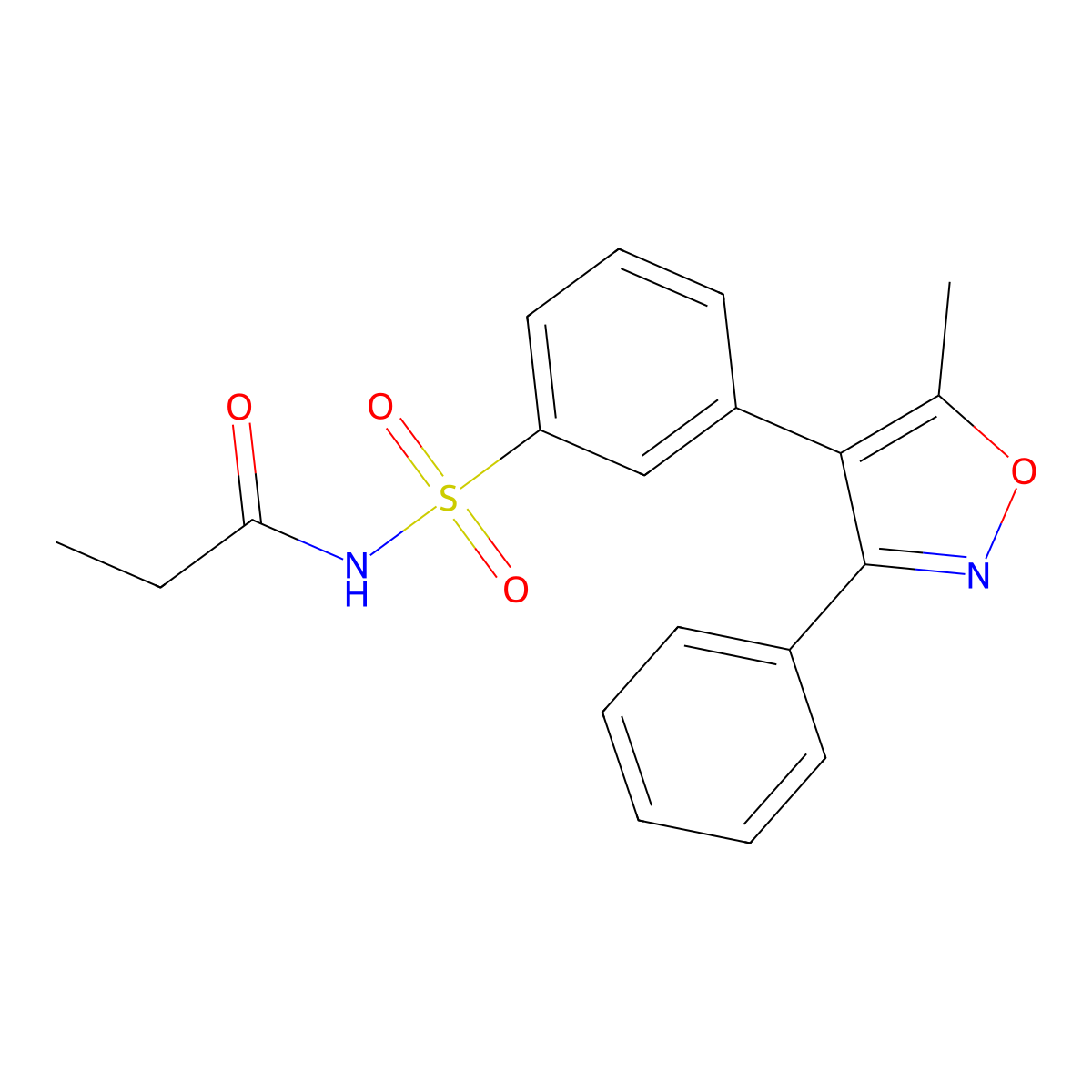 N-((3-(5-Methyl-3-phenylisoxazol-4-yl)phenyl)sulfonyl)propionamide (Palbociclib Impurity) molecular structure, CAS 1709956-89-7