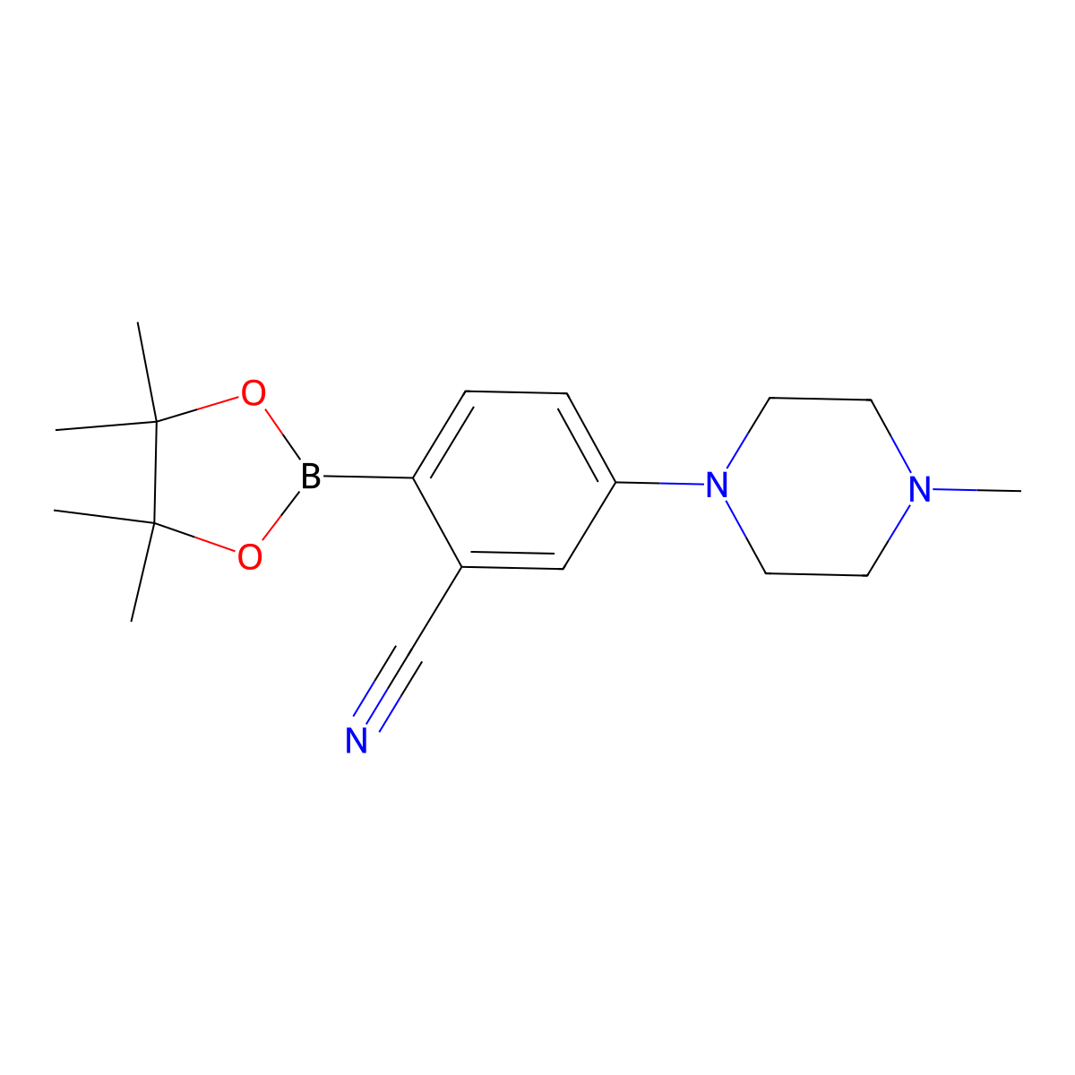 2-Cyano-4-(N-methylpiperazin-1-yl)phenylboronic acid pinacol ester molecular structure, CAS 1709968-08-0