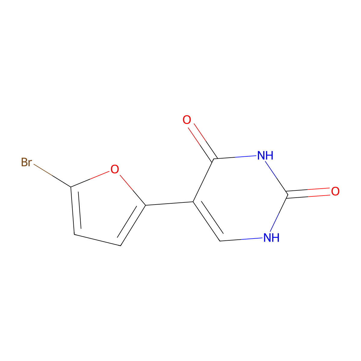 5-(5-bromofuran-2-yl)-1H-pyrimidine-2,4-dione molecular structure, CAS 171003-62-6