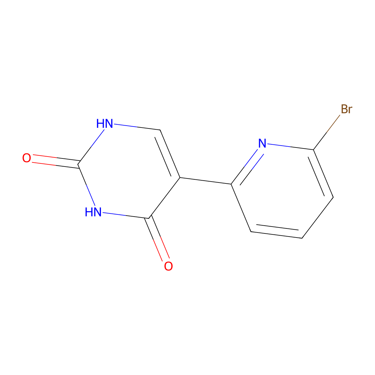 5-(6-bromopyridin-2-yl)-1H-pyrimidine-2,4-dione molecular structure, CAS 171003-68-2