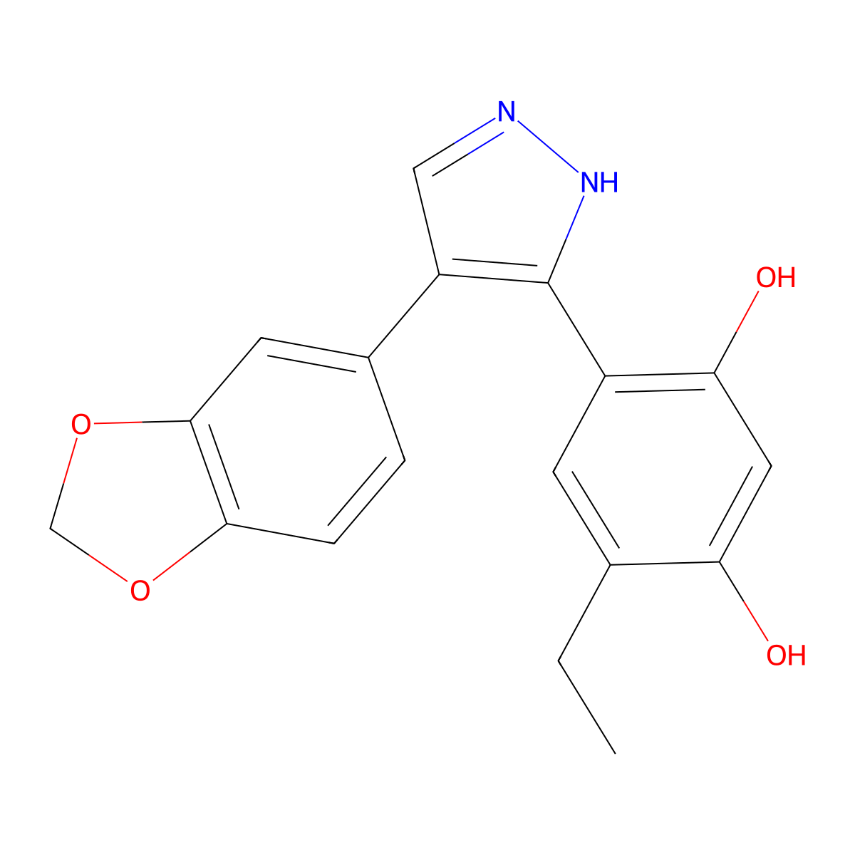 4-[4-(2H-1,3-Benzodioxol-5-yl)-1H-pyrazol-5-yl]-6-ethylbenzene-1,3-diol molecular structure, CAS 171009-00-0