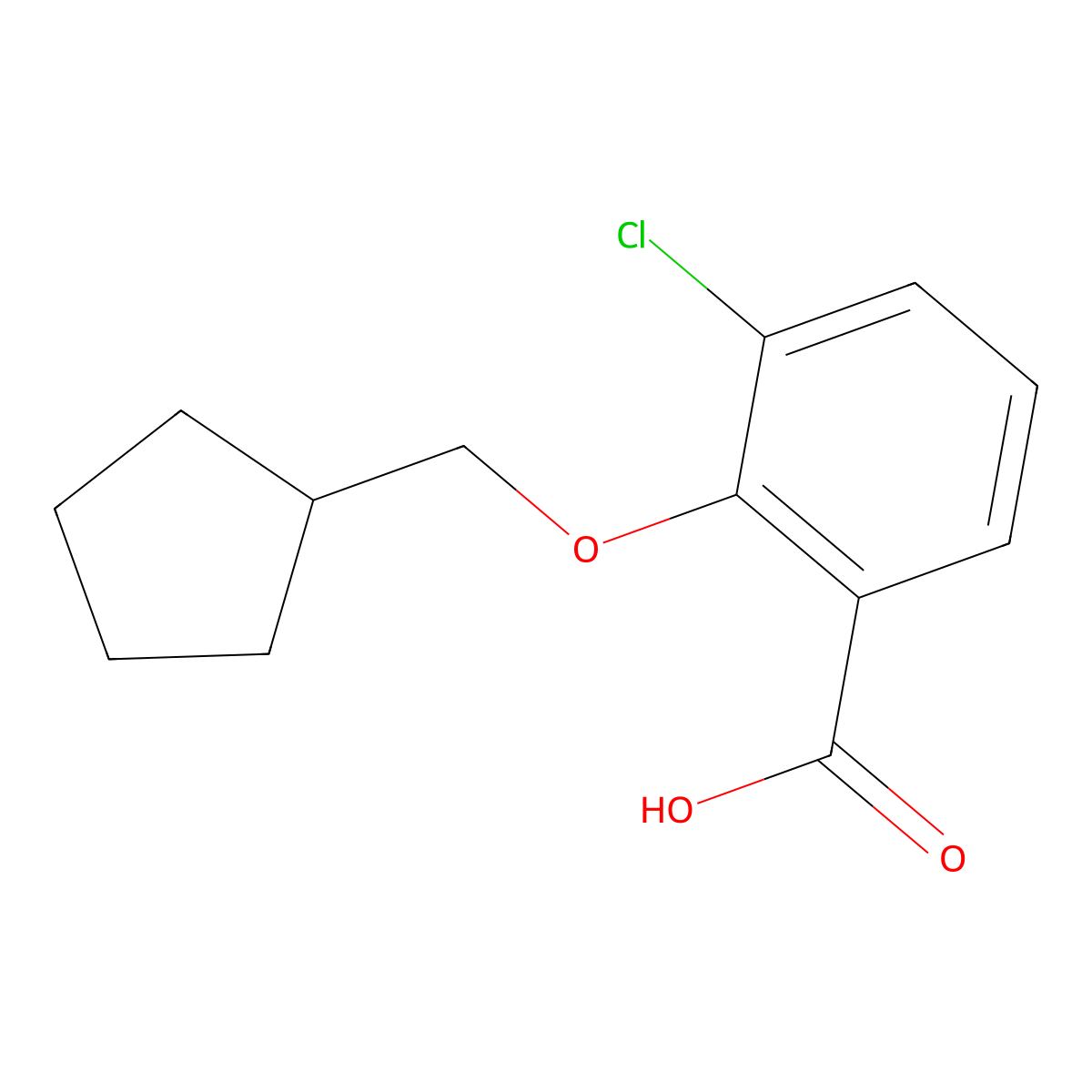 3-Chloro-2-(cyclopentylmethoxy)benzoic acid molecular structure, CAS 1710164-39-8