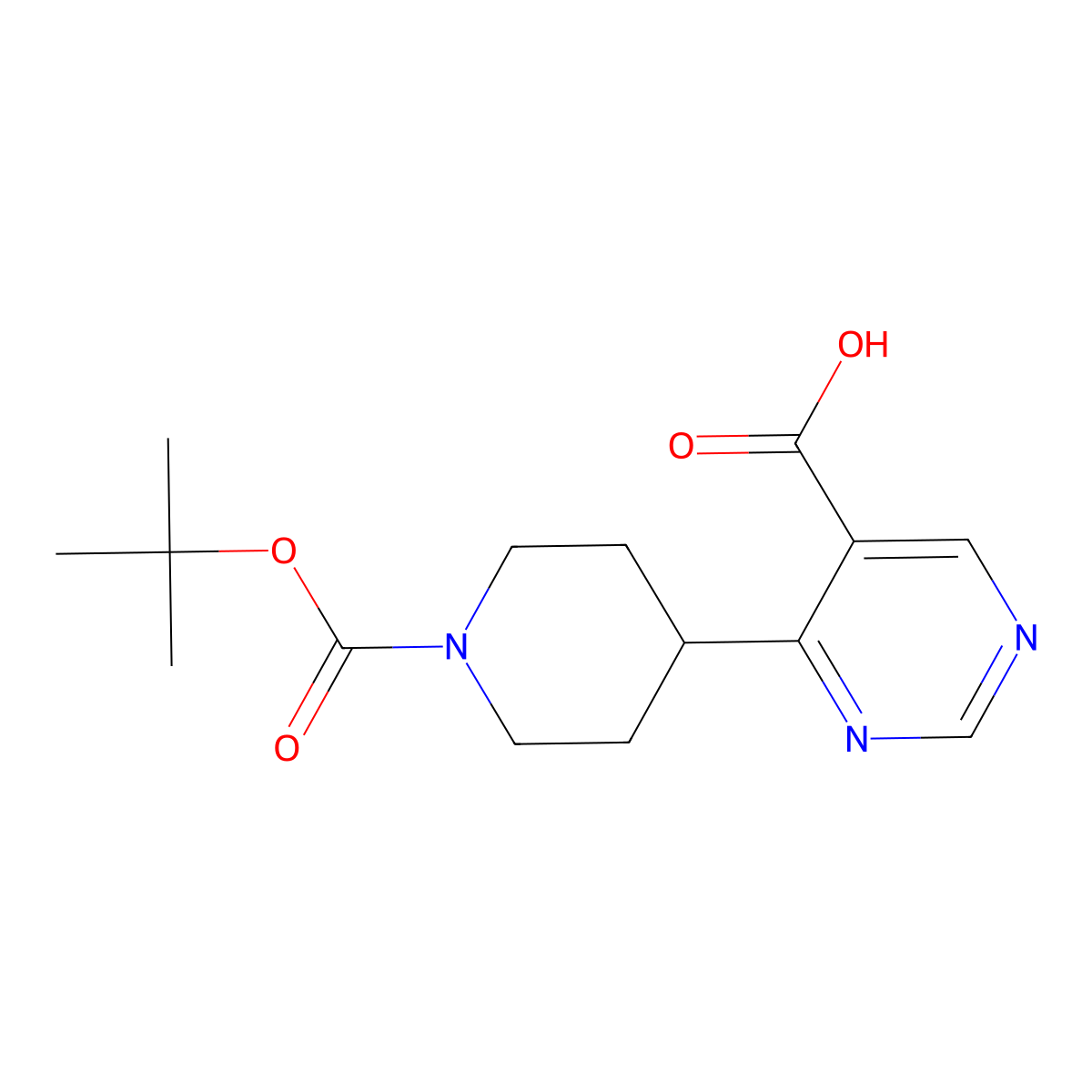 4-(1-(tert-Butoxycarbonyl)piperidin-4-yl)pyrimidine-5-carboxylic acid molecular structure, CAS 1710194-79-8
