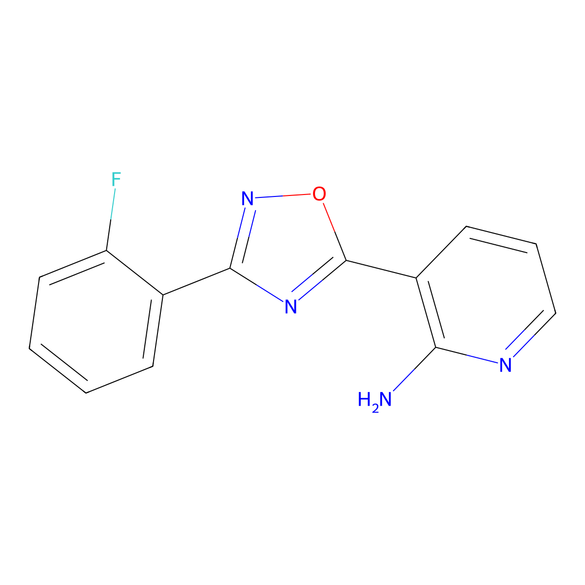 3-(3-(2-Fluorophenyl)-1,2,4-oxadiazol-5-yl)pyridin-2-amine molecular structure, CAS 1710201-74-3
