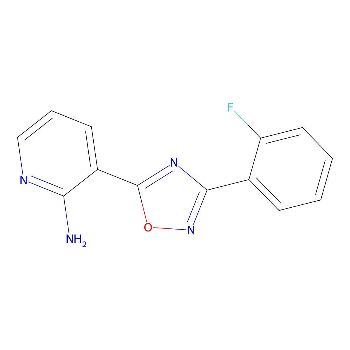 3-(3-(2-Fluorophenyl)-1,2,4-oxadiazol-5-yl)pyridin-2-amine molecular structure, CAS 1710201-74-3